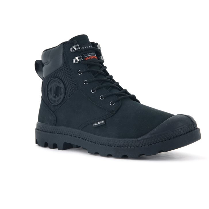 Palladium Pampa Shield WP+ LUX Men's Boots Black | UK O062-HWV